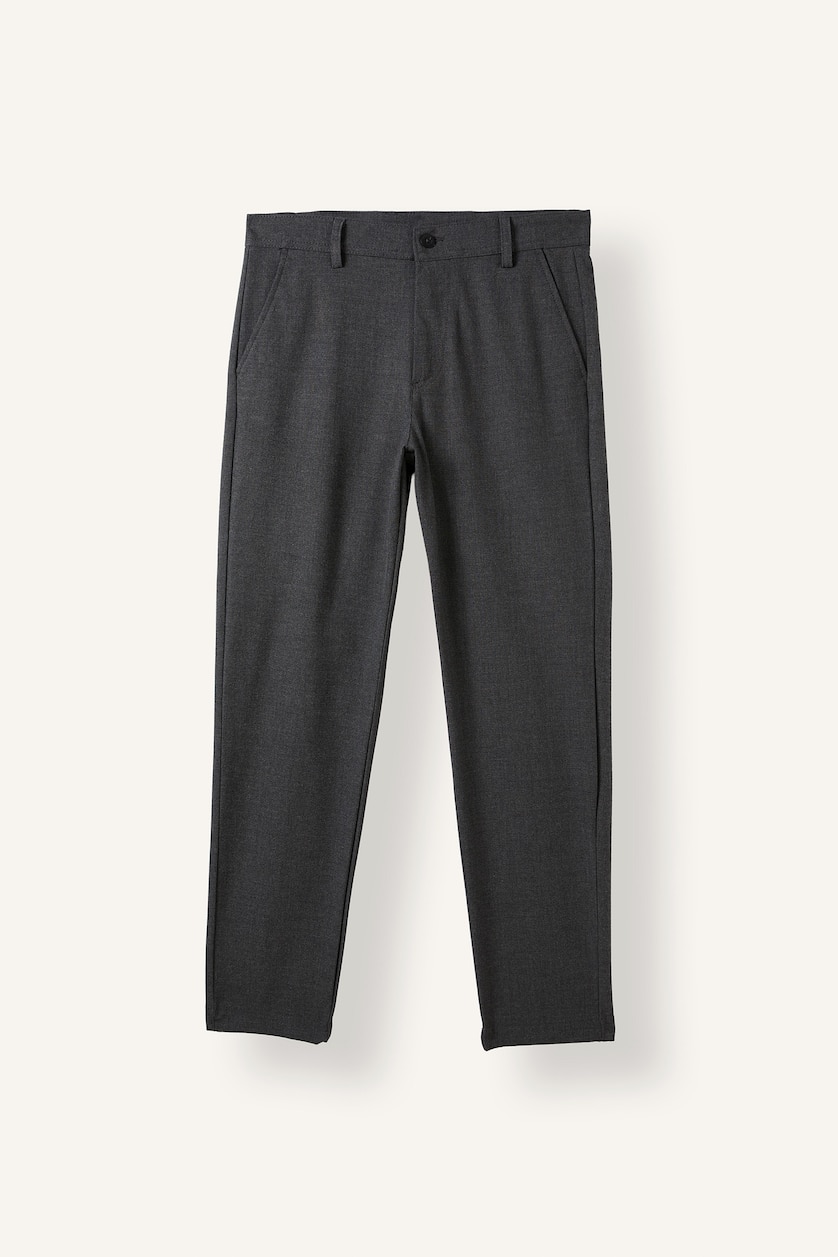 Men Anthracite Melange Normal Waist Tailored Fit Trousers