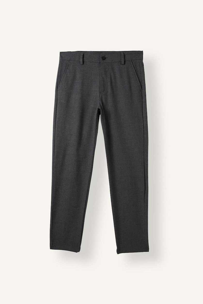 MAN Anthracite Melange Fitted Stretch Straight Leg Pockets Trousers