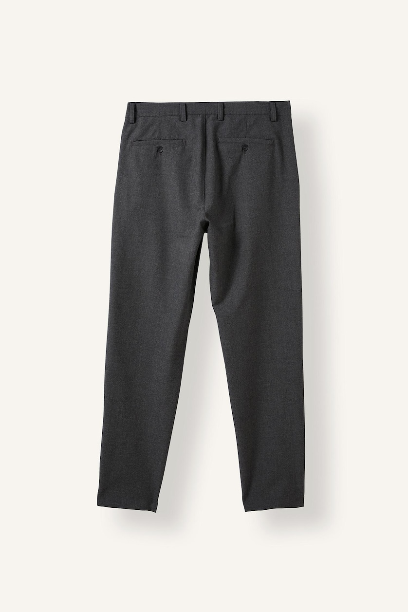 MAN Anthracite Melange Fitted Stretch Straight Leg Pockets Trousers
