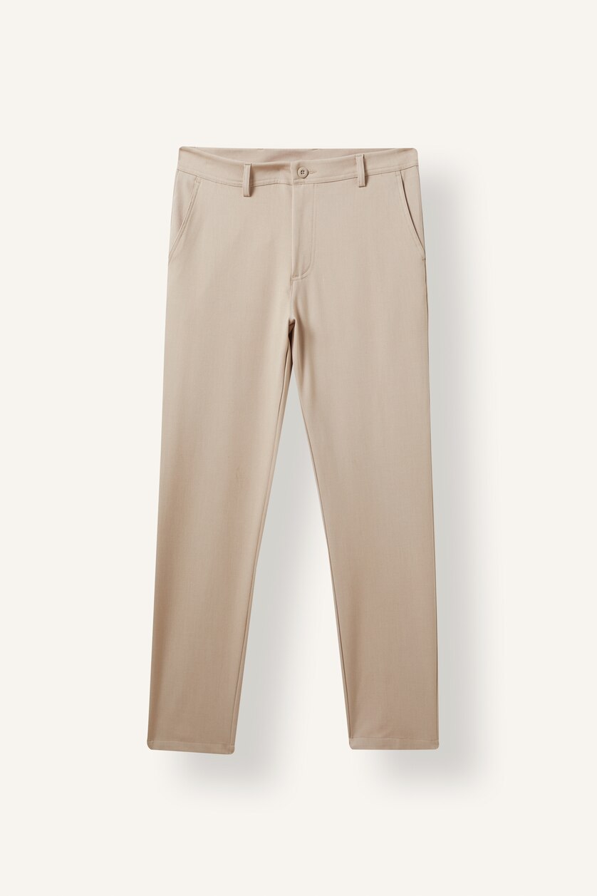 Man Stone Fitted Soft-Touch Stretch Straight Leg Pockets Trousers