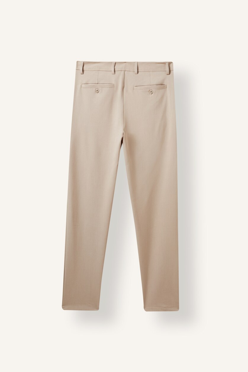 Man Stone Fitted Soft-Touch Stretch Straight Leg Pockets Trousers