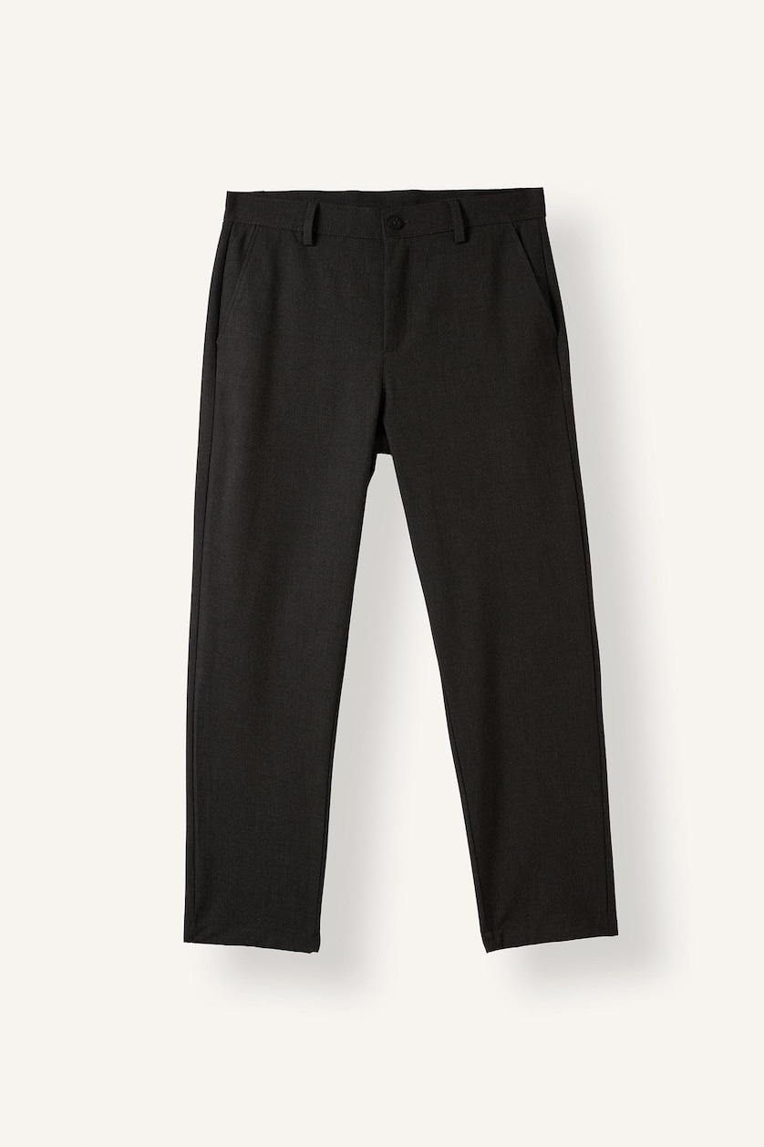 HOMME Marron Pantalon droit extensible au toucher doux avec poches Coupe ajustée