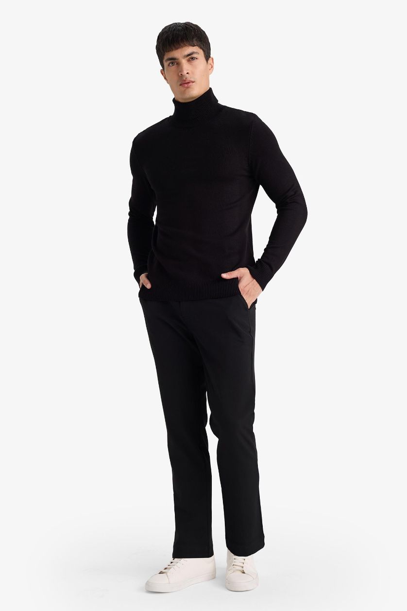 MAN Black Tailored Fit Regular Hem Trousers
