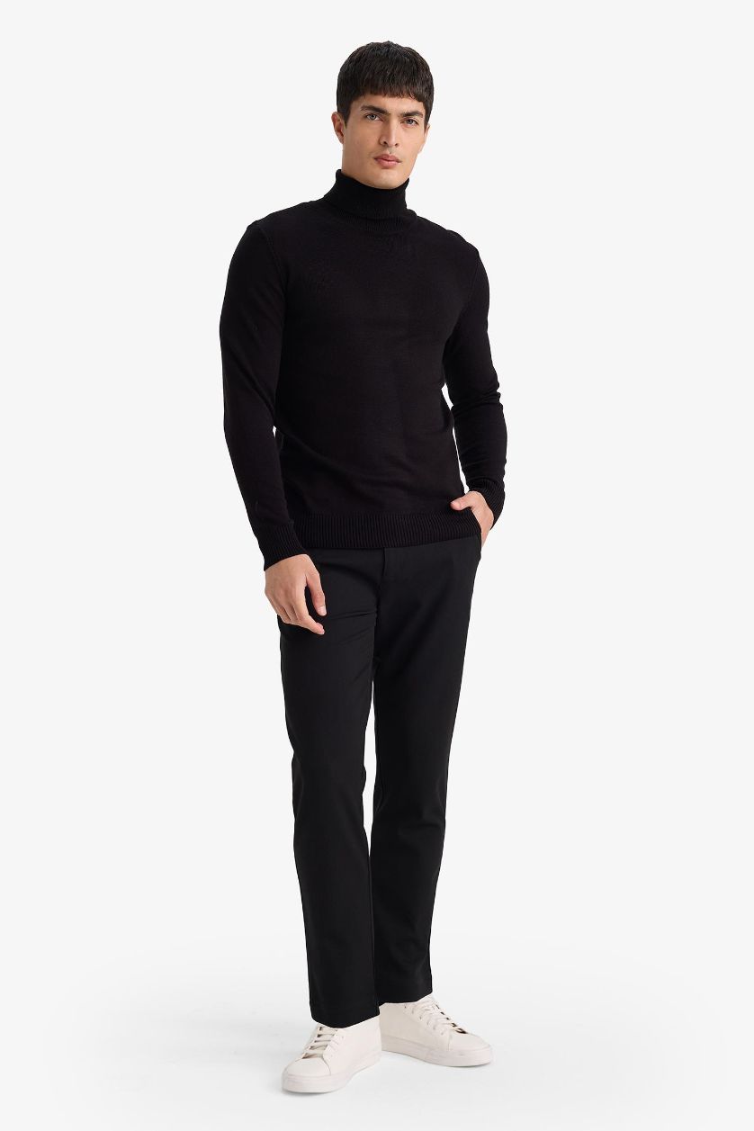 MAN Black Tailored Fit Regular Hem Trousers