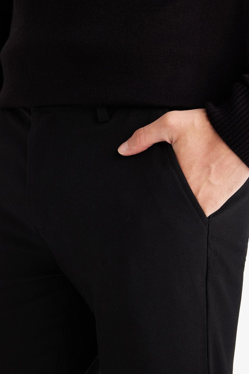 MAN Black Tailored Fit Regular Hem Trousers