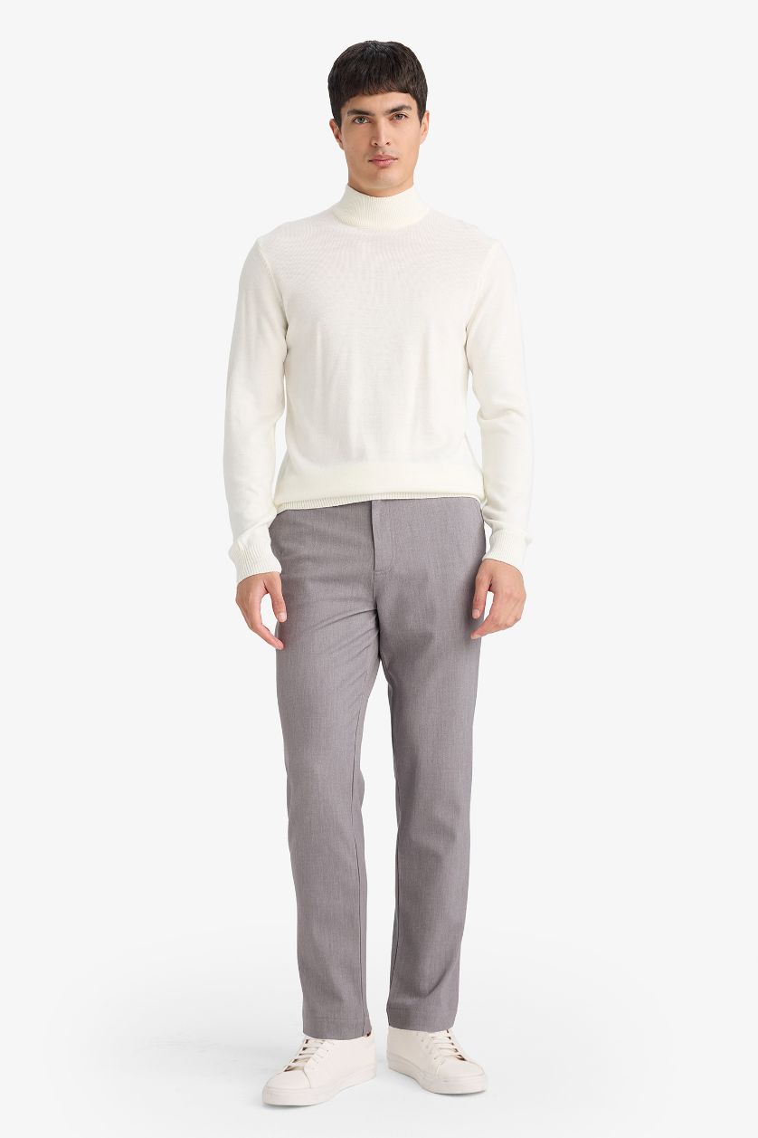 MAN Grey Melange Tailored Fit Regular Leg Trousers