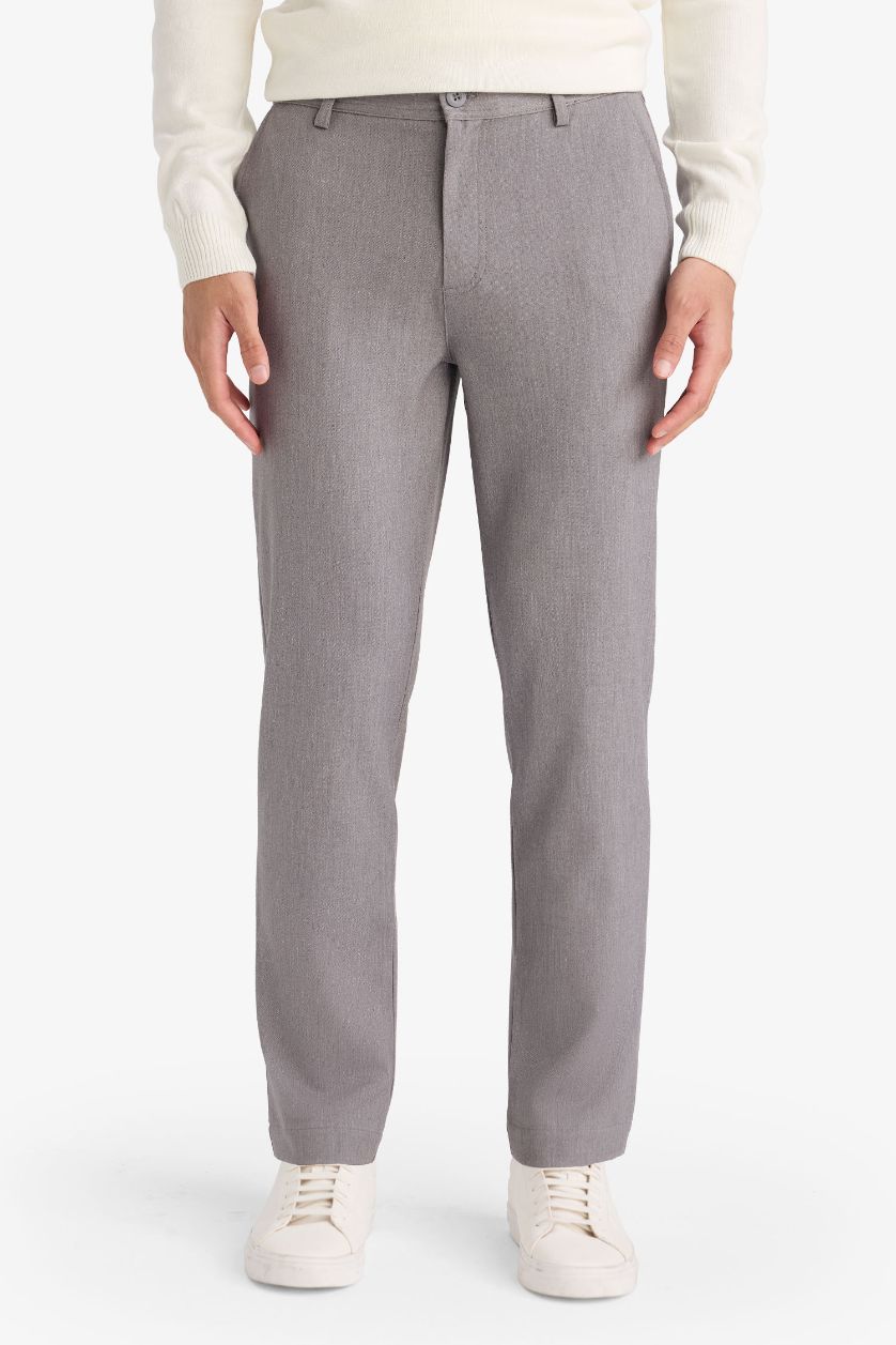 MAN Grey Melange Tailored Fit Regular Leg Trousers