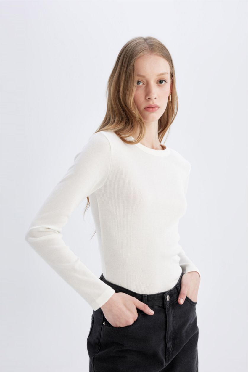 WOMAN Ecru Slim Fit Camisole Long Sleeve T-Shirt