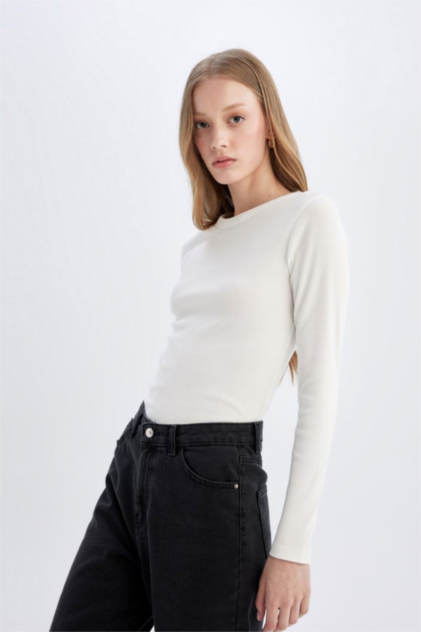 WOMAN Ecru Slim Fit Camisole Long Sleeve T-Shirt
