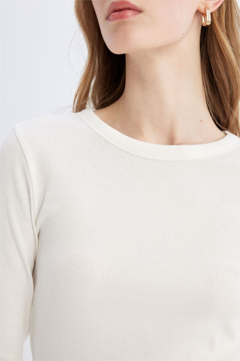 WOMAN Ecru Slim Fit Camisole Long Sleeve T-Shirt