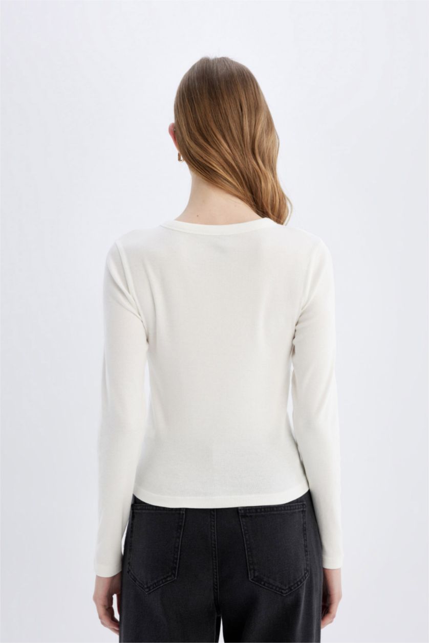 WOMAN Ecru Slim Fit Camisole Long Sleeve T-Shirt