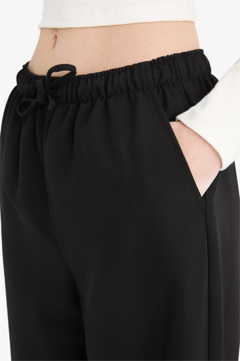 WOMAN Black Wide Leg Regular Waist Trousers