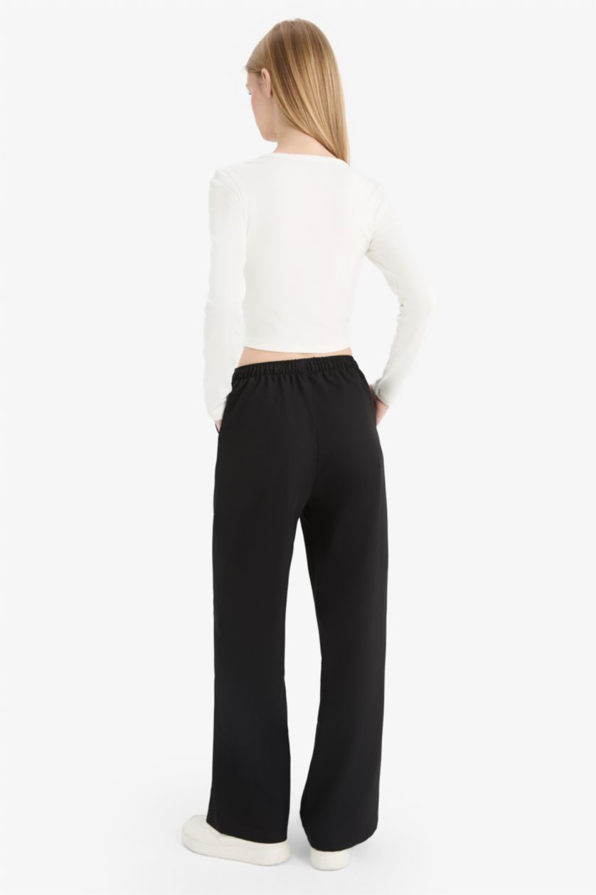 WOMAN Black Wide Leg Regular Waist Trousers