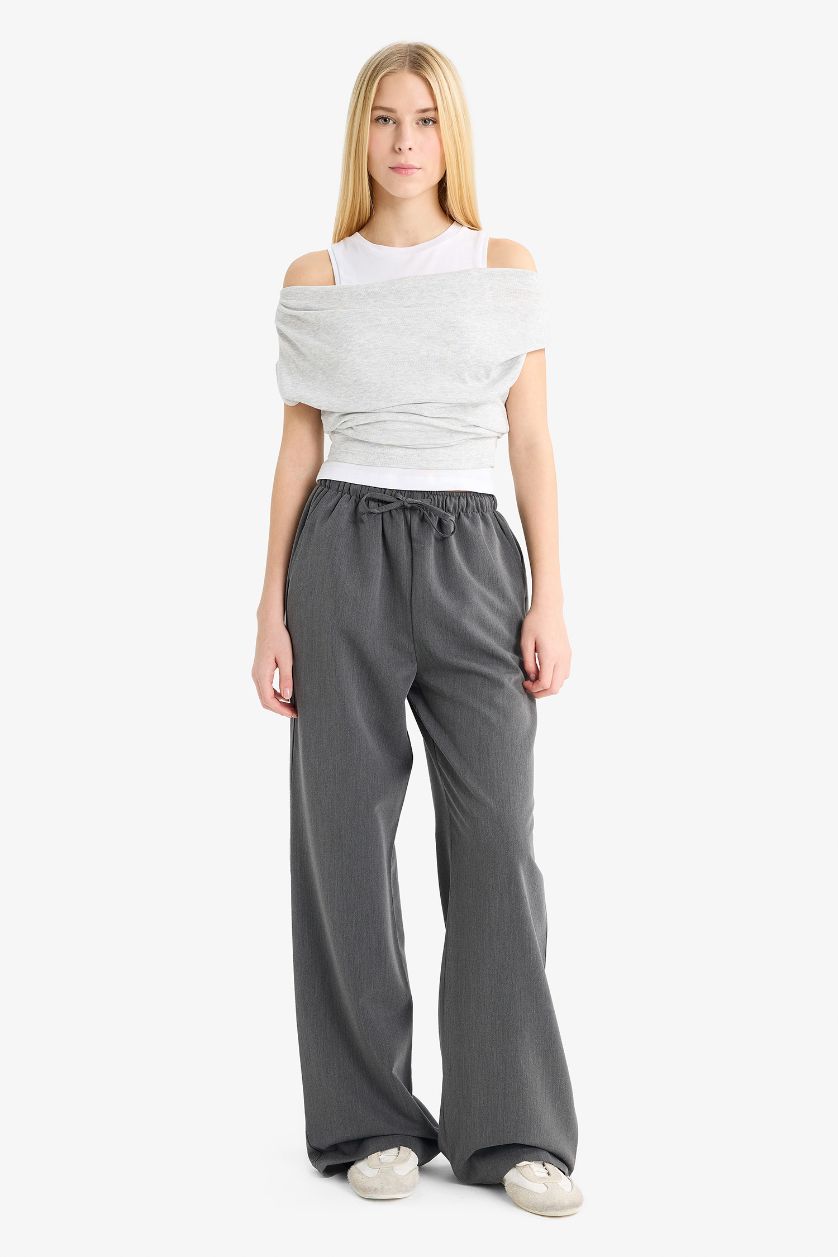 Woman Anthracite Wide Leg Trousers