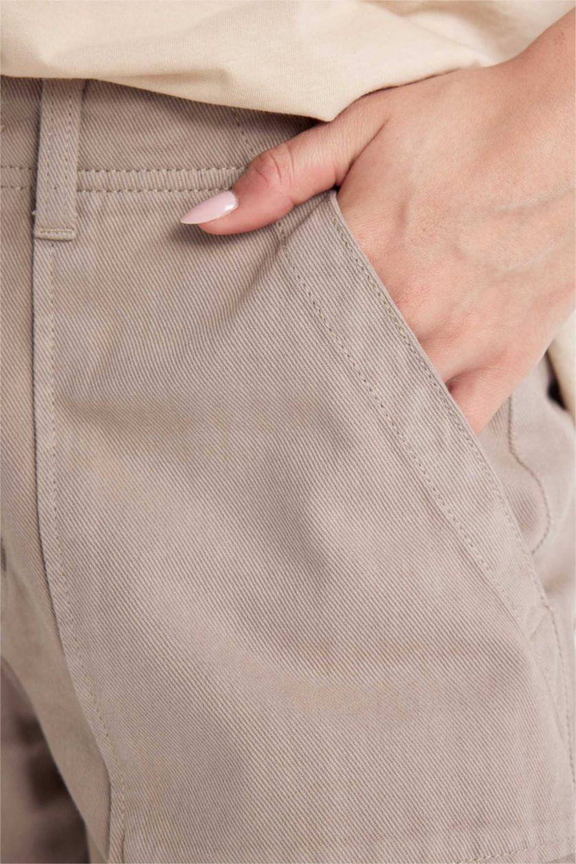 نساء رمادي سروال واسع جبردين بجيب وخصر عالي