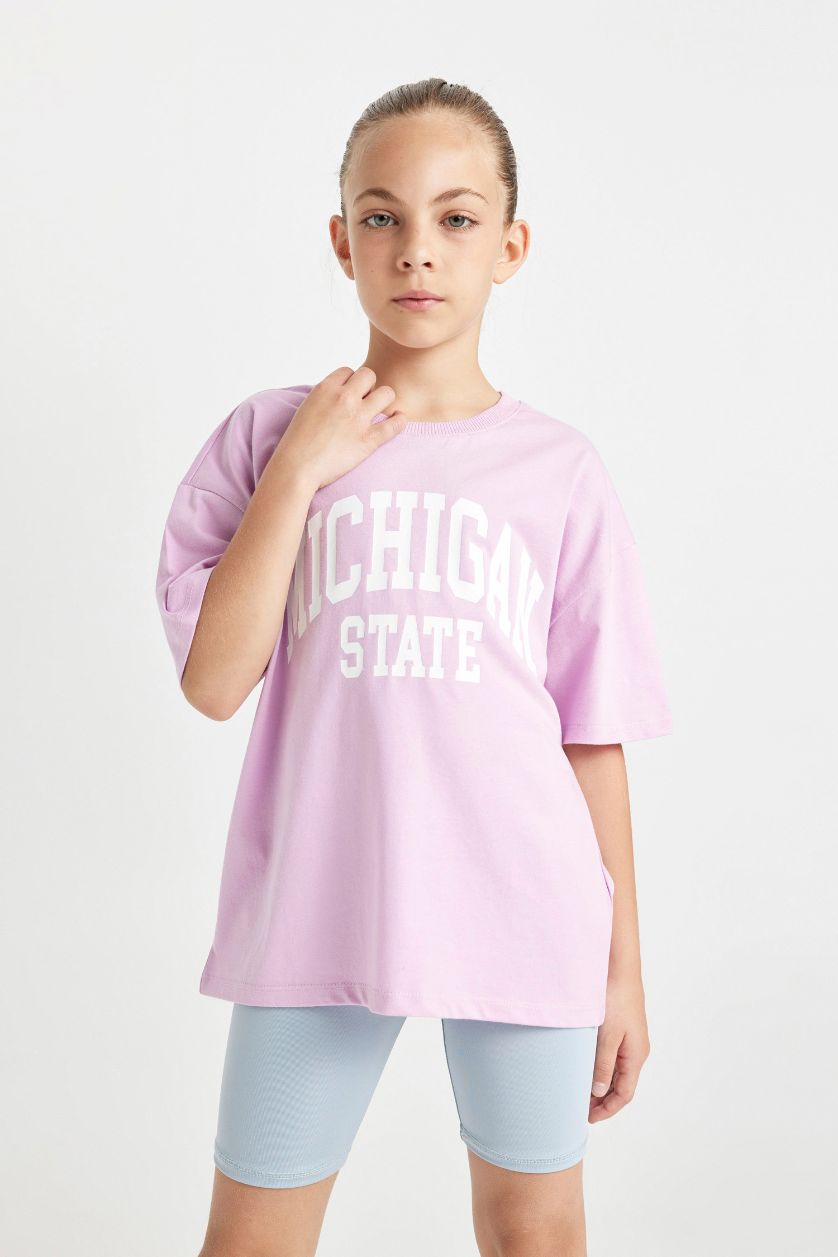 GIRLS & TEENS Lilac Girl Oversize Crew Neck Printed T-Shirt