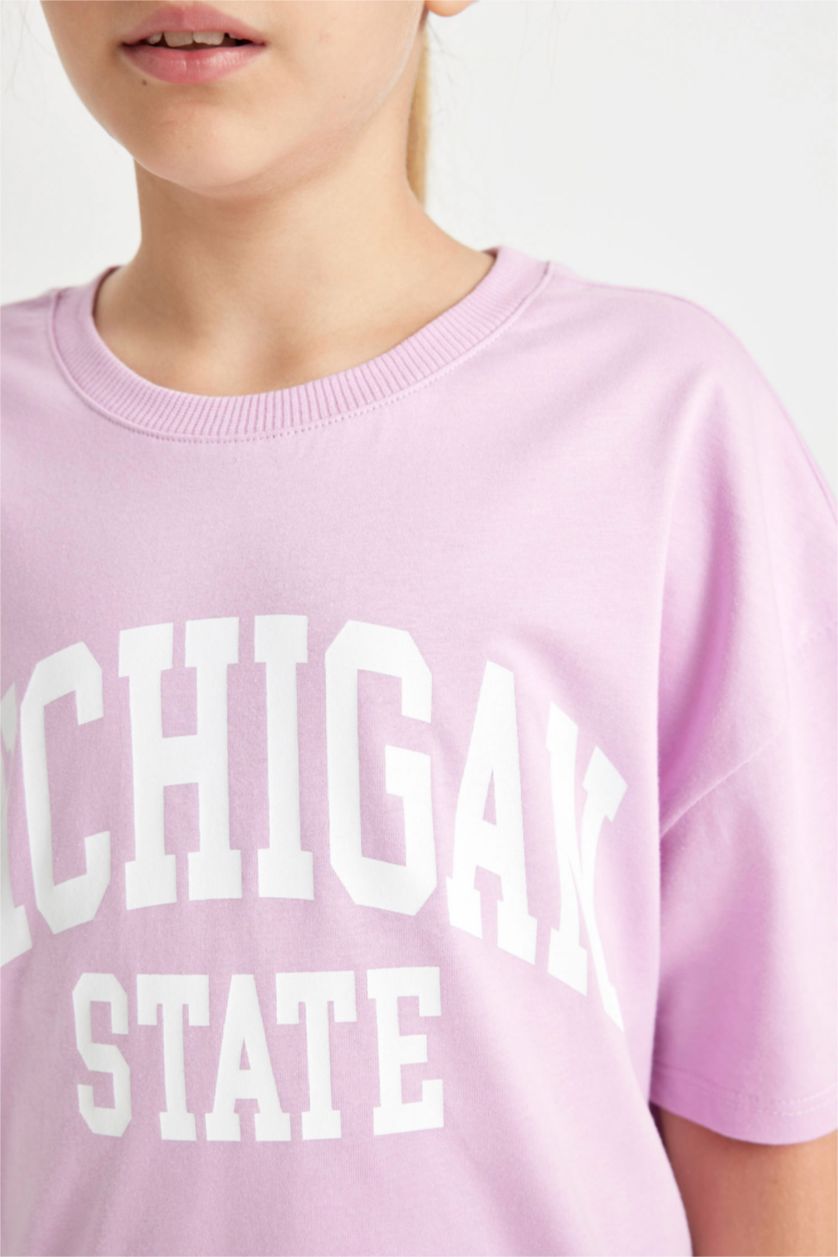 GIRLS & TEENS Lilac Girl Oversize Crew Neck Printed T-Shirt