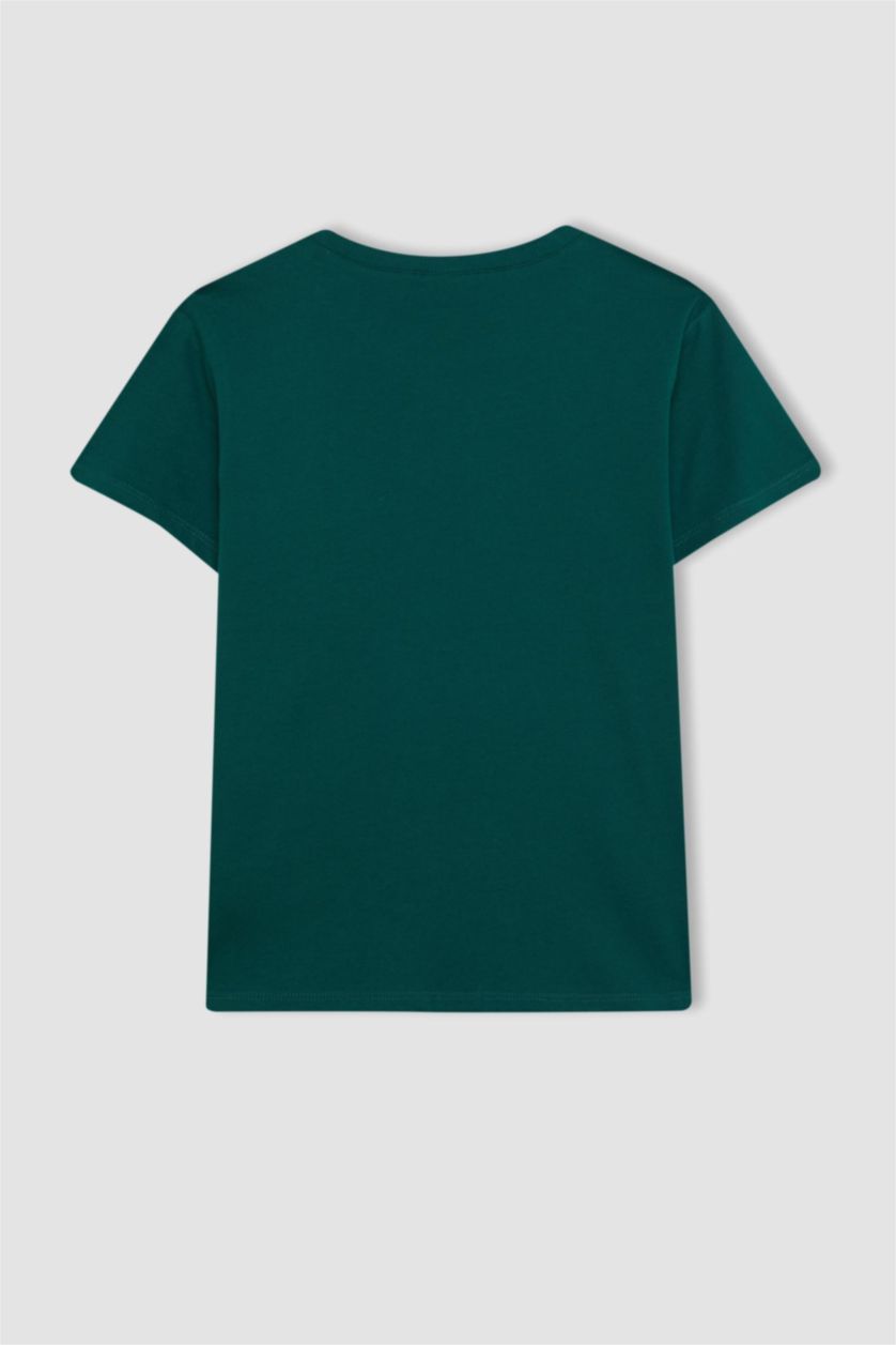 FILLES Vert Foncé T-Shirt Coupe Relax imprimé à Manches Courtes et Col Rond pour Fille