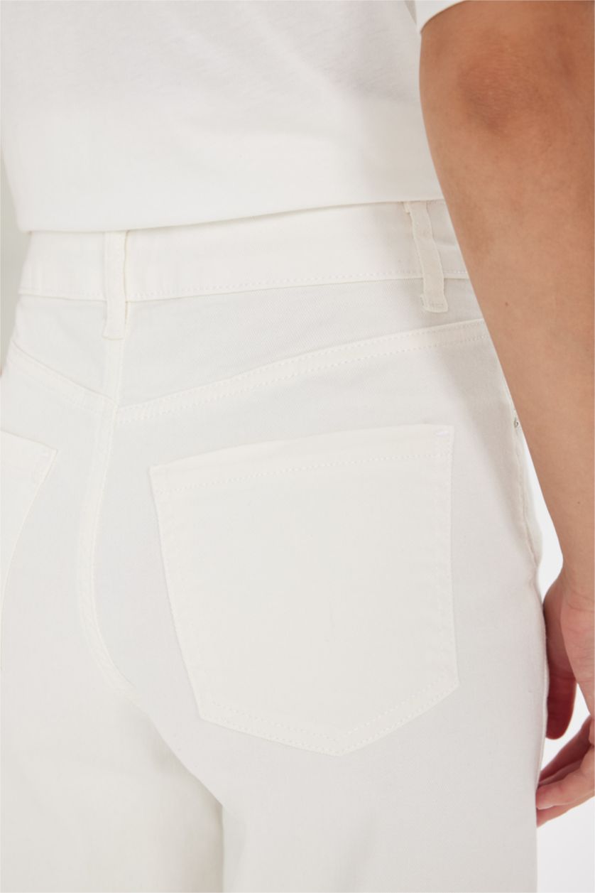 WOMAN White Culotte Fit Wide Leg Gabardine Trousers