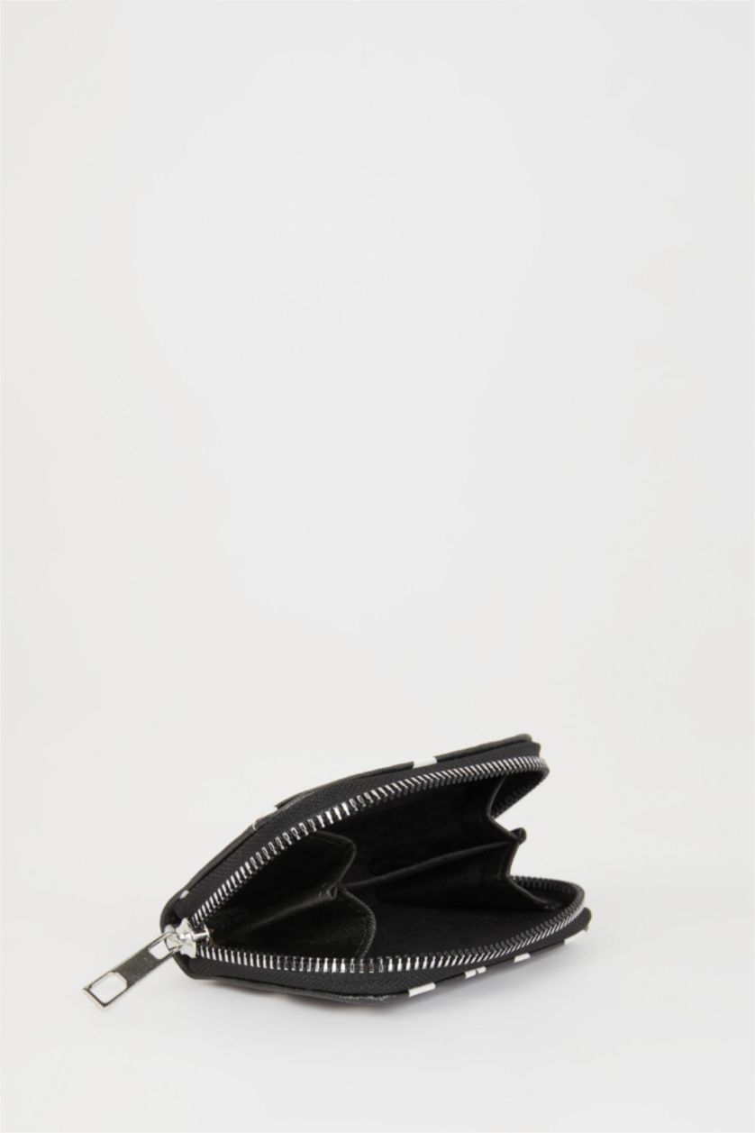 Kadın Siyah Kadın Kalp Desenli Bozuk Para Cüzdanı