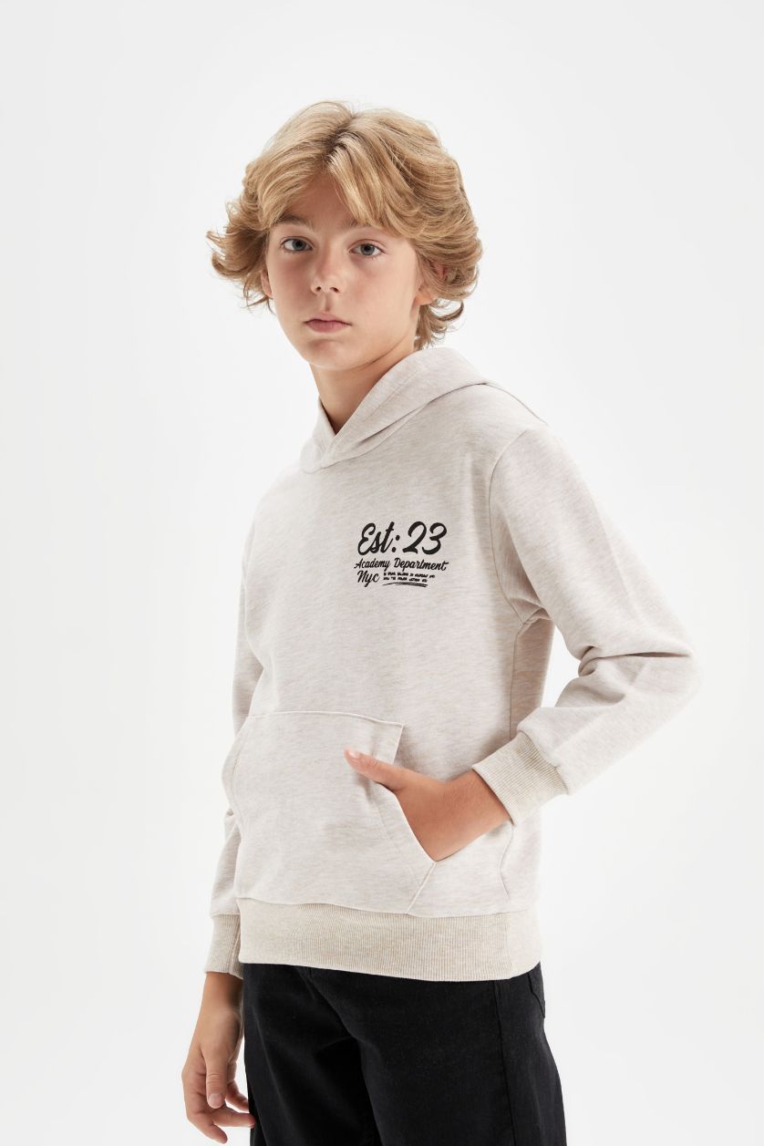 أولاد ميلانج بيج سويت شيرت للمدرسة ولادي قصة عادية بجيب