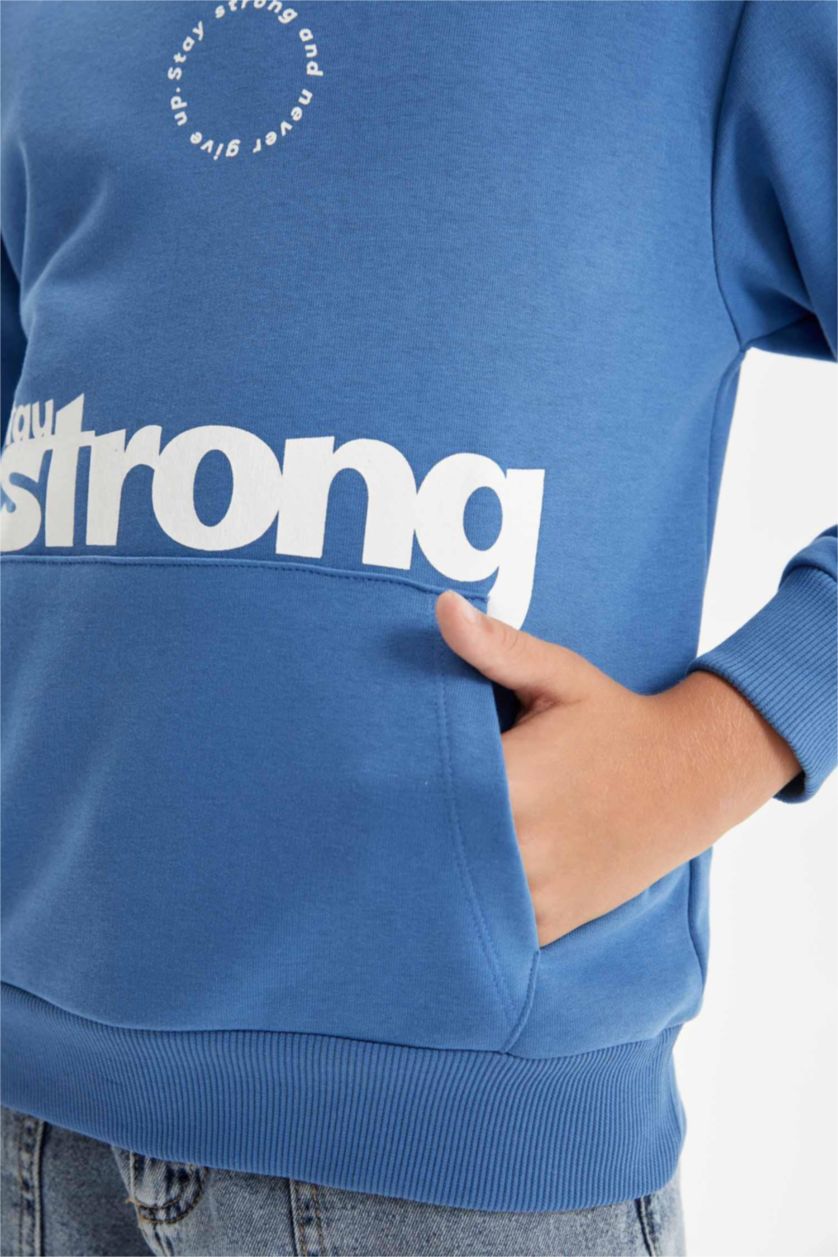 أولادي أزرق سويت شيرت للمدرسه اولادي قصة عادية بجيب أزرق