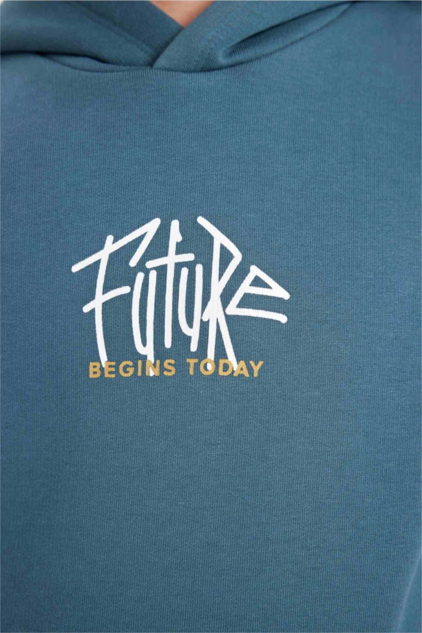 أولاد أخضر غامق سويت شيرت للمدرسه ولادي قصة عادية بجيب