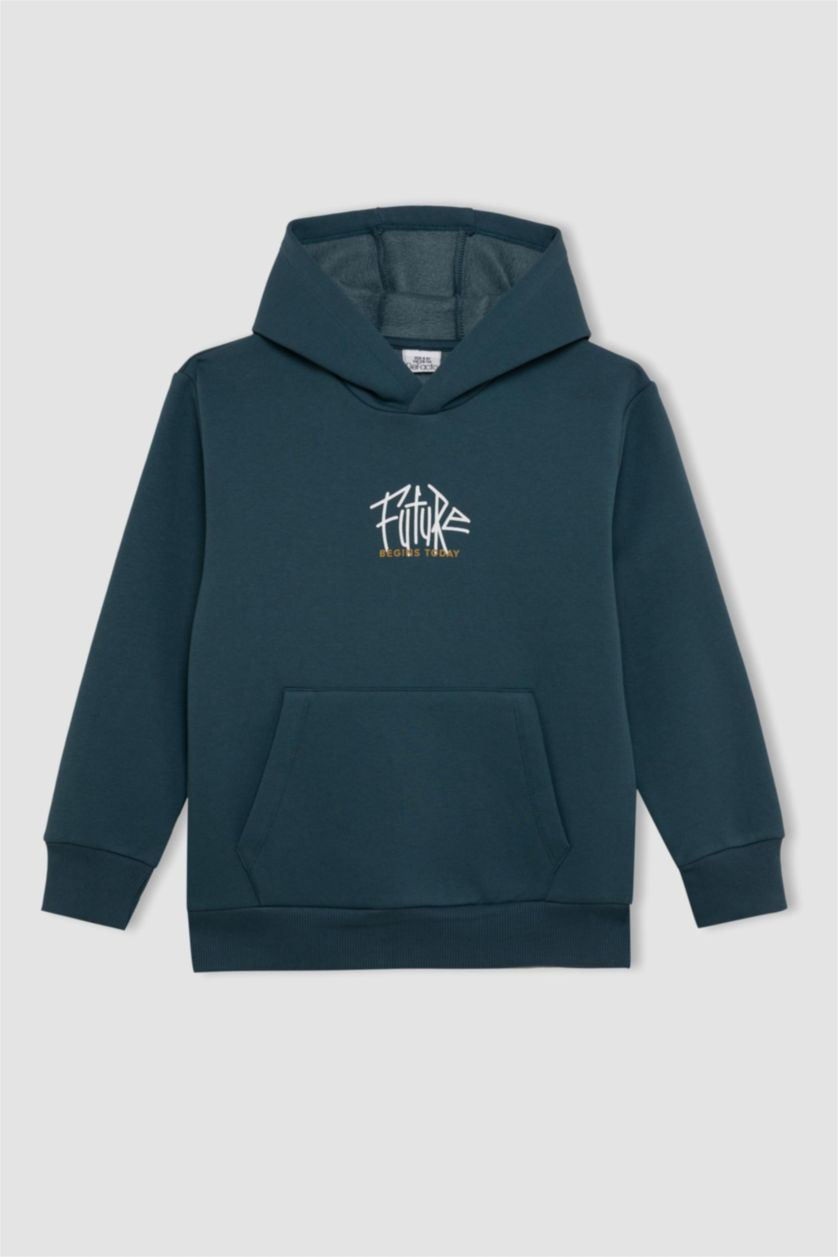 أولاد أخضر غامق سويت شيرت للمدرسه ولادي قصة عادية بجيب