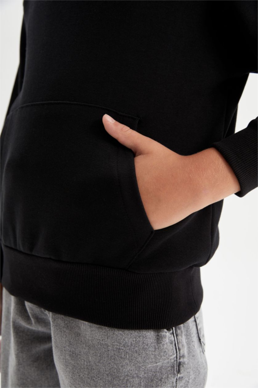 BOYS & TEENS Black Boy Hooded School Sweatshirt