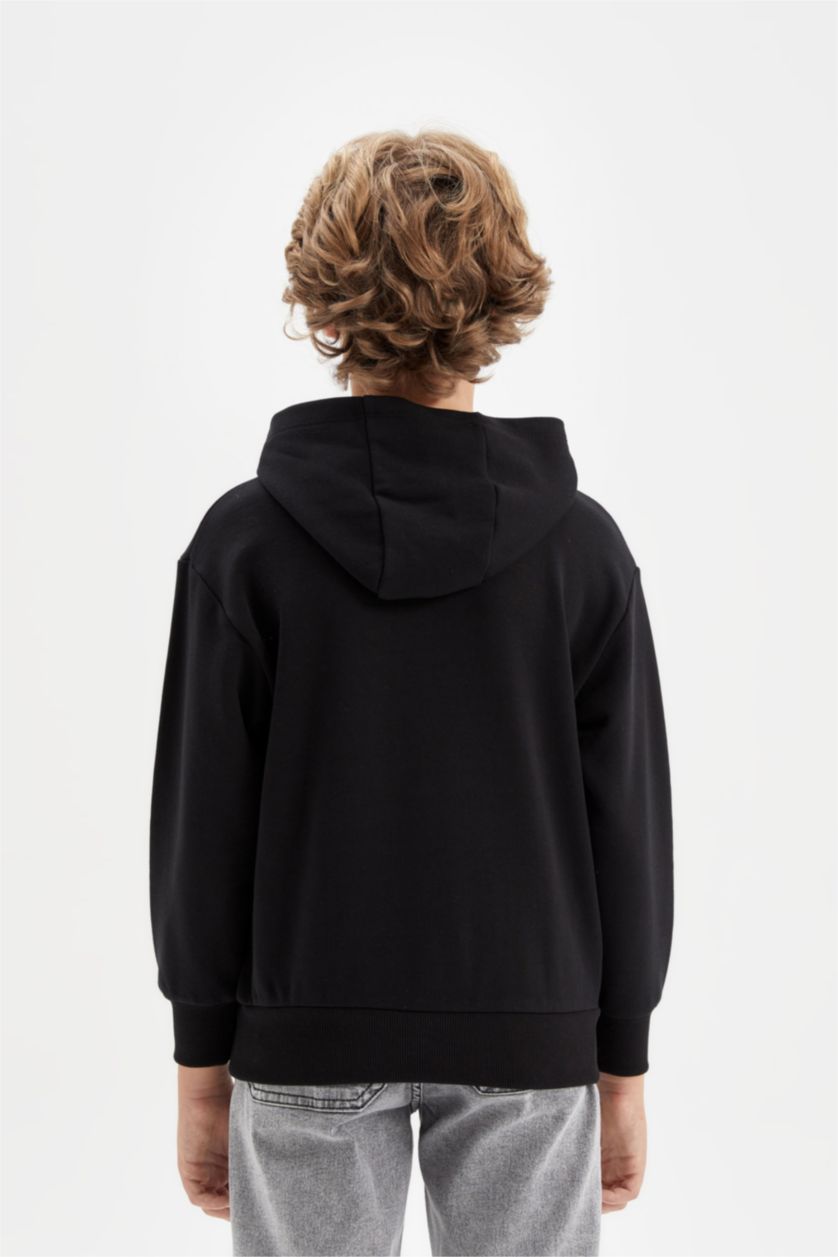 BOYS & TEENS Black Boy Hooded School Sweatshirt