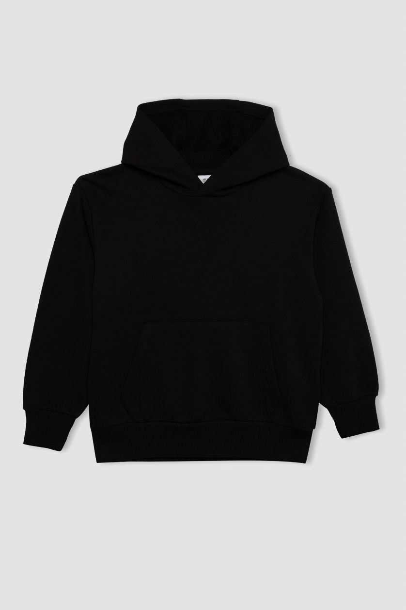 BOYS & TEENS Black Boy Hooded School Sweatshirt