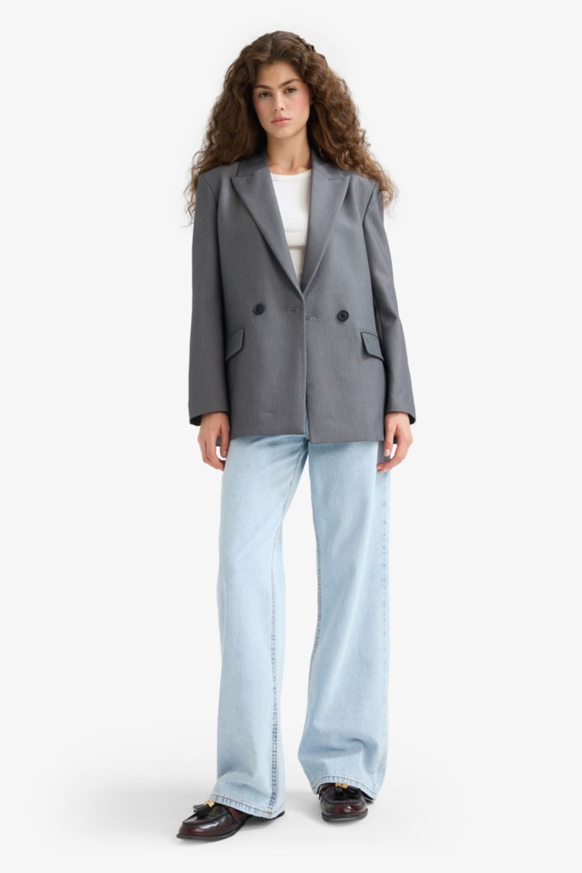 Женщины Антрацит Прямой покрой, двубортный пиджак с карманами