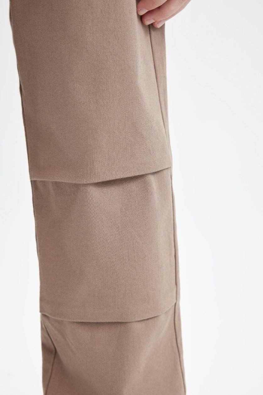 Erkek Çocuk - Genç Erkek Vizon Bağcıklı Beli ve Paçası Lastikli Cepli Jogger Gabardin Pantolon Erkek Çocuk