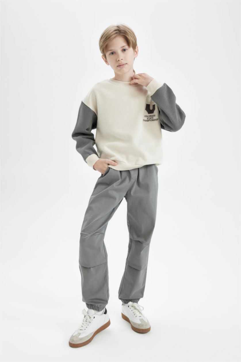 BOYS & TEENS Khaki Boy Elastic Waist and Leg Pocketed Jogger Pants