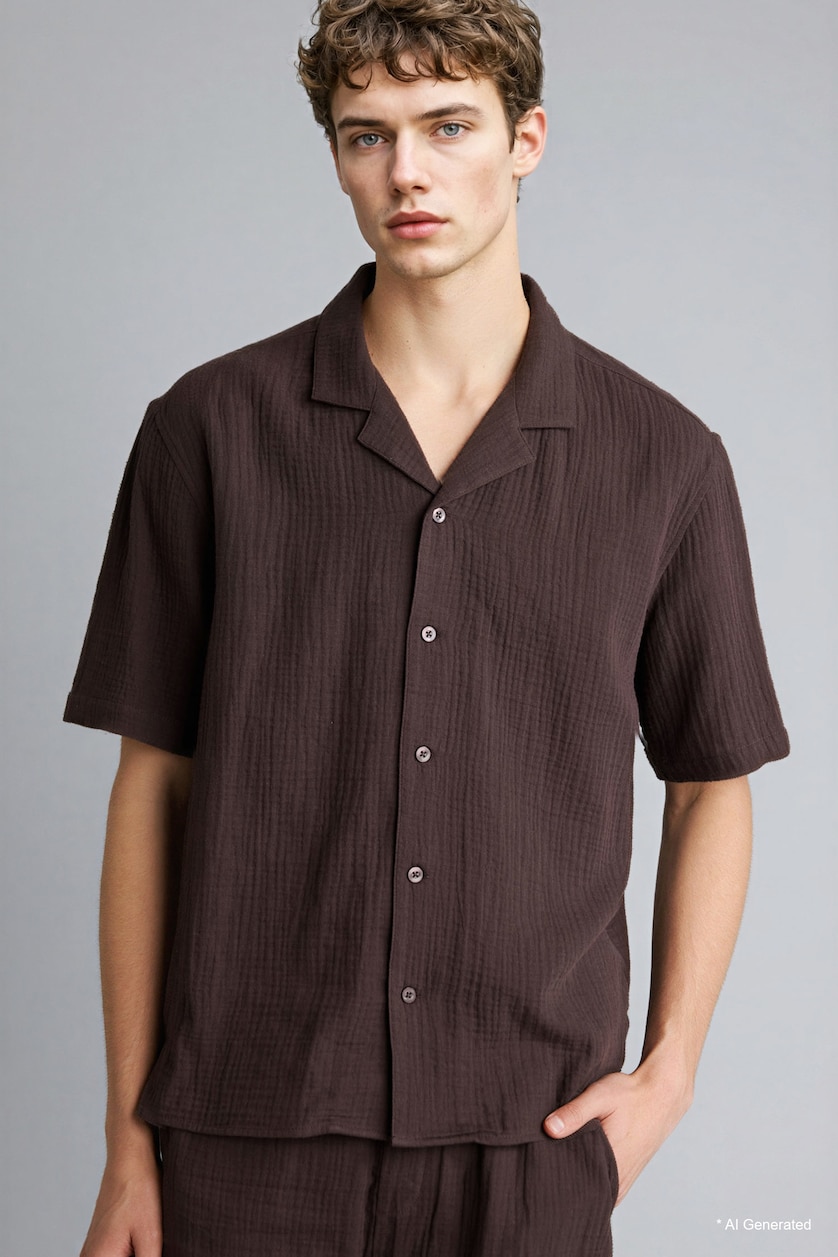Men Brown Relax Fit 100% Cotton Shirt