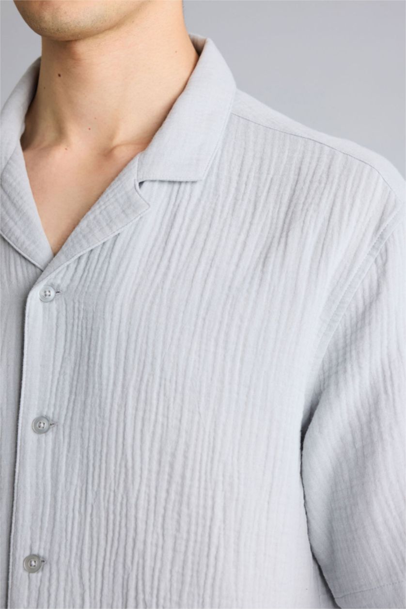 رجالي رمادي 100% Cotton Relax Fit Shirt