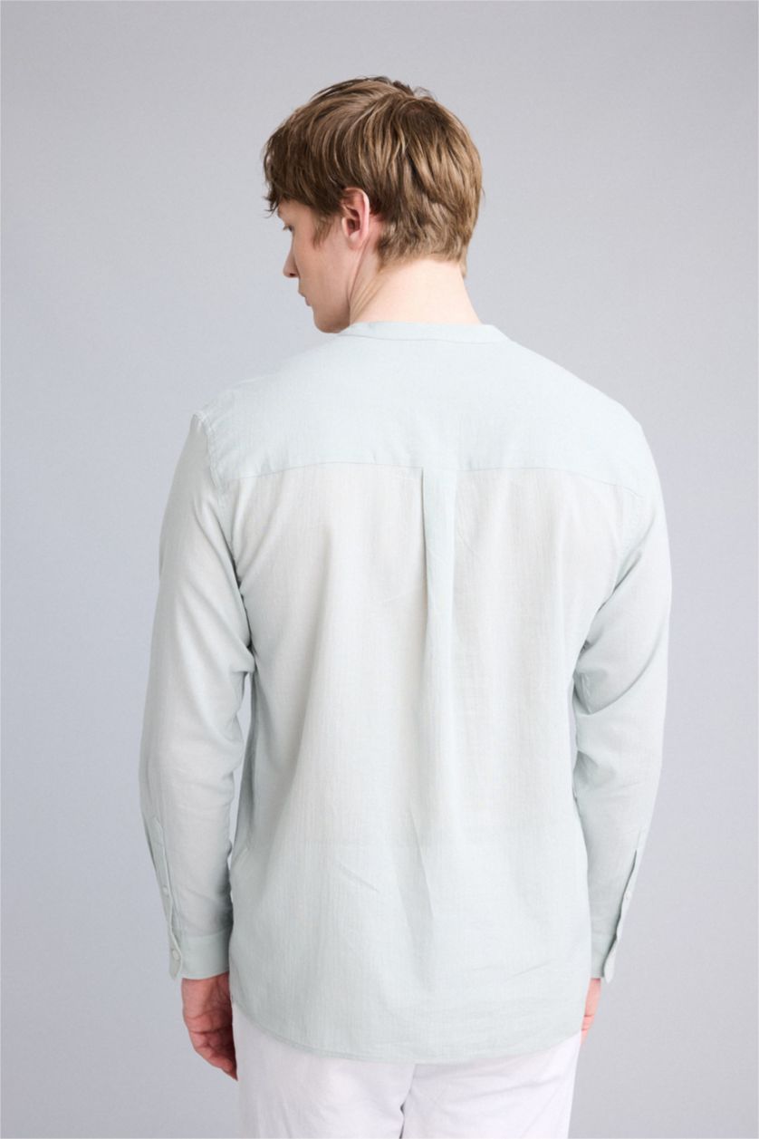 Men Mint Regular Fit Cotton Long Sleeve Shirt