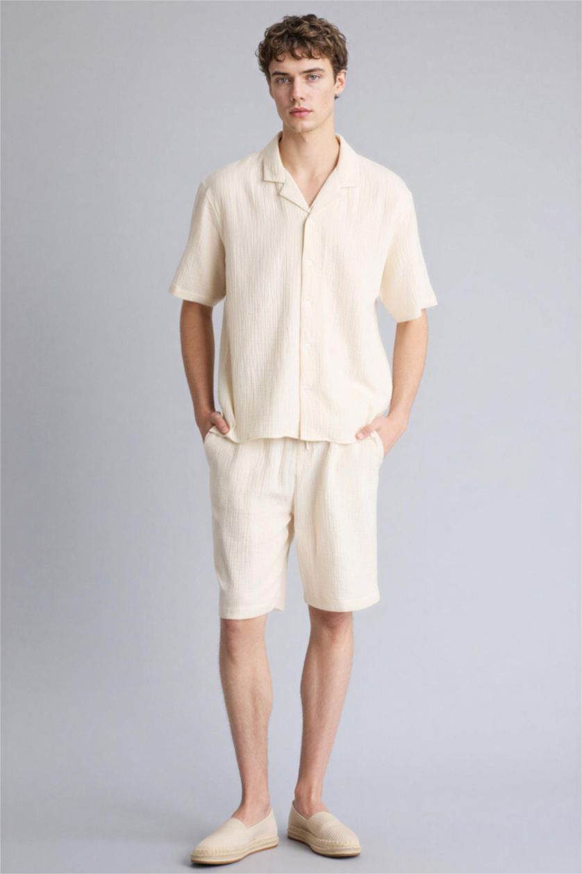 MAN Stone Relax Fit Cotton Bermuda Shorts