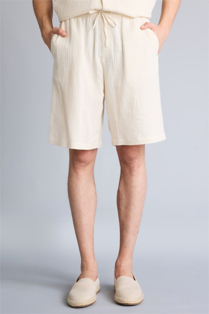 MAN Stone Relax Fit Cotton Bermuda Shorts