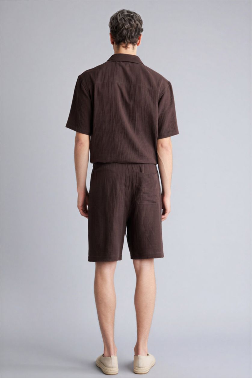 MAN Brown Relax Fit Cotton Bermuda Shorts