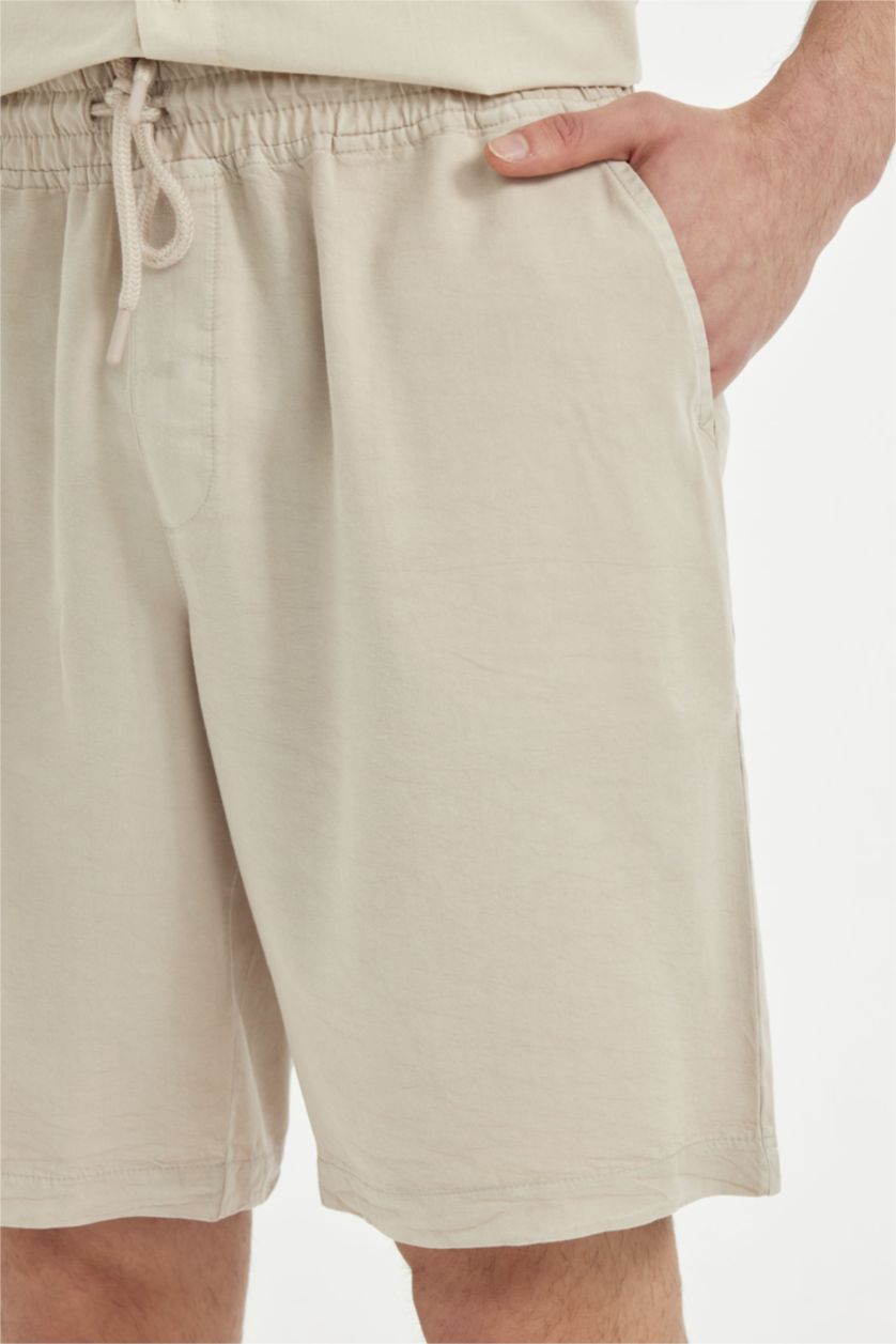 Erkek Taş Regular Fit Cepli Basic Düz Tensel Şort