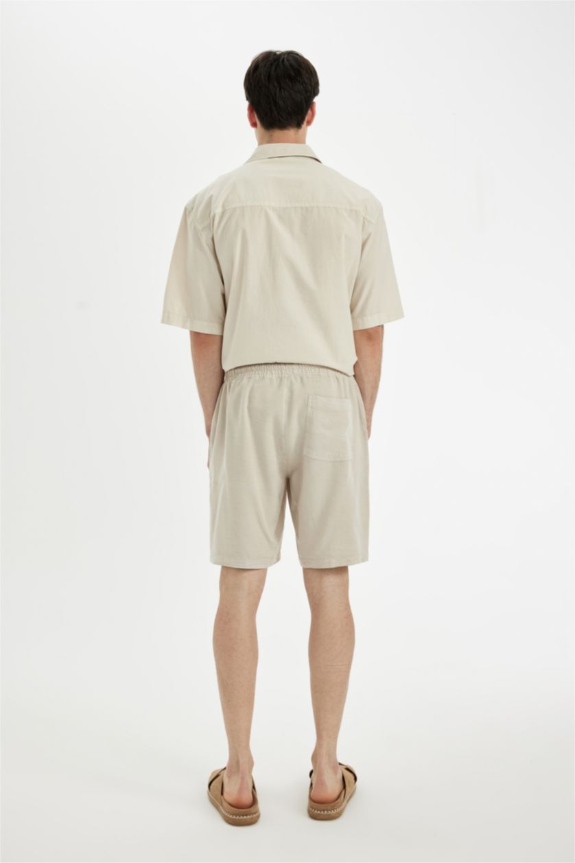 Erkek Taş Regular Fit Cepli Basic Düz Tensel Şort