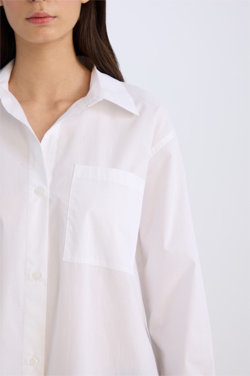 FEMME Blanc Chemise oversize en popeline à manches longues