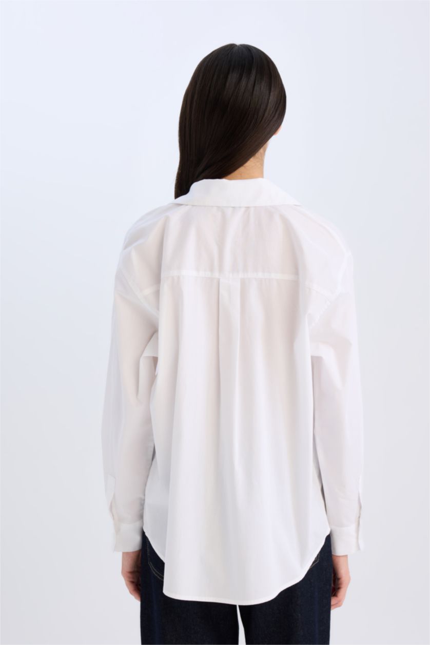 FEMME Blanc Chemise oversize en popeline à manches longues