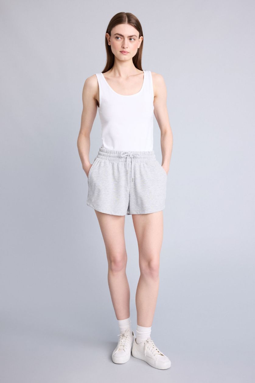 Kadın Gri Melanj Regular Fit Normal bel Düz paça Bermuda Şort