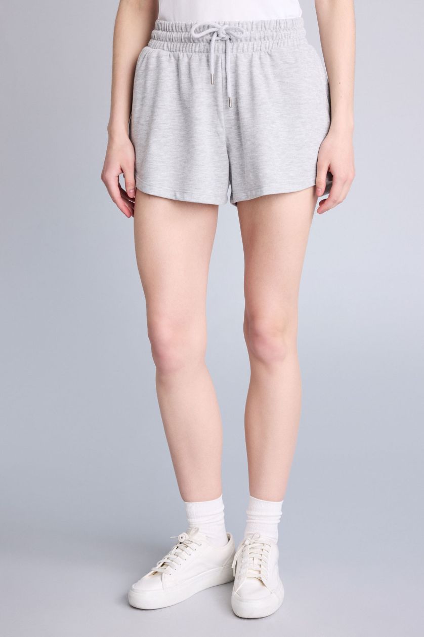 Kadın Gri Melanj Regular Fit Normal bel Düz paça Bermuda Şort