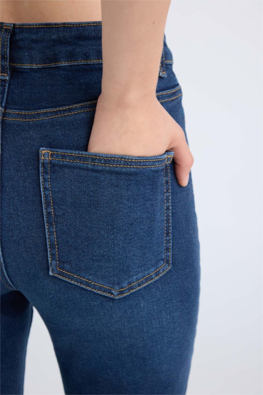 WOMAN Dark Blue Skinny Fit High Waist Ankle Length Jeans