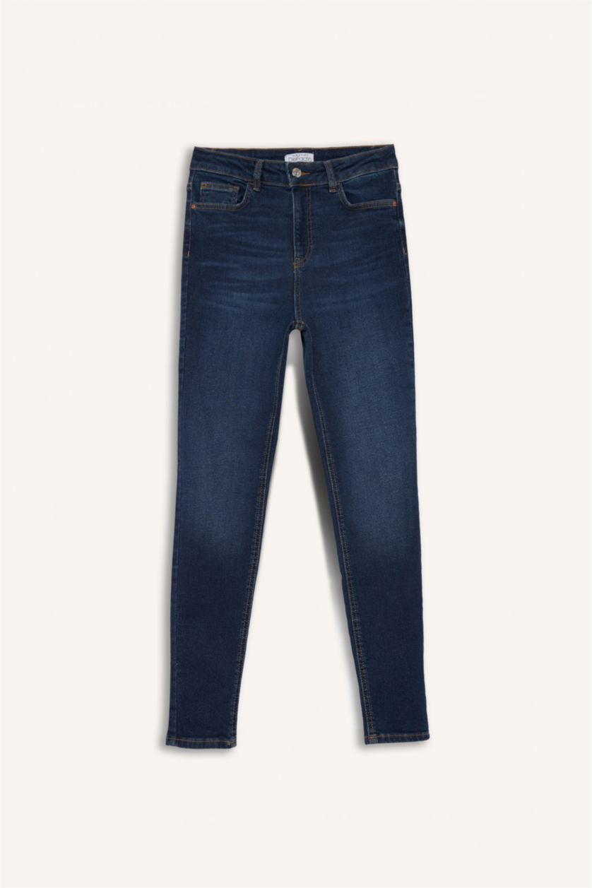 WOMAN Dark Blue Skinny Fit High Waist Ankle Length Jeans