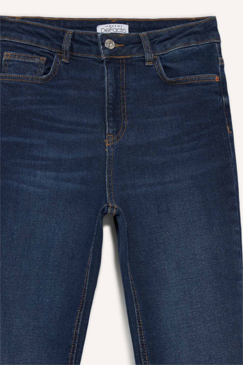 WOMAN Dark Blue Skinny Fit High Waist Ankle Length Jeans