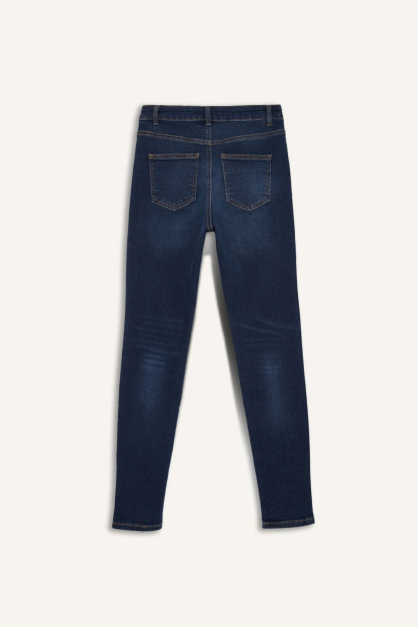 WOMAN Dark Blue Skinny Fit High Waist Ankle Length Jeans